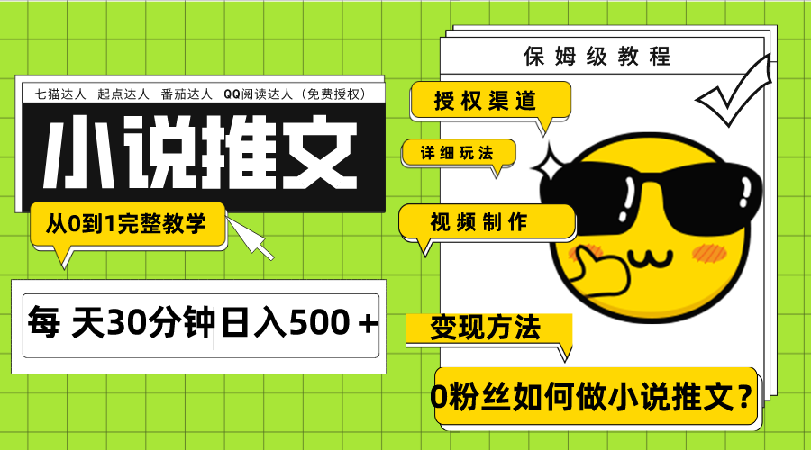 图片[1]-（7912期）Ai小说推文每天20分钟日入500＋授权渠道 引流变现 从0到1完整教学（7节课）