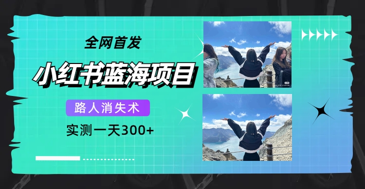 图片[1]-（7537期）全网首发，小红书蓝海项目，路人消失术，实测一天300+（教程+工具）