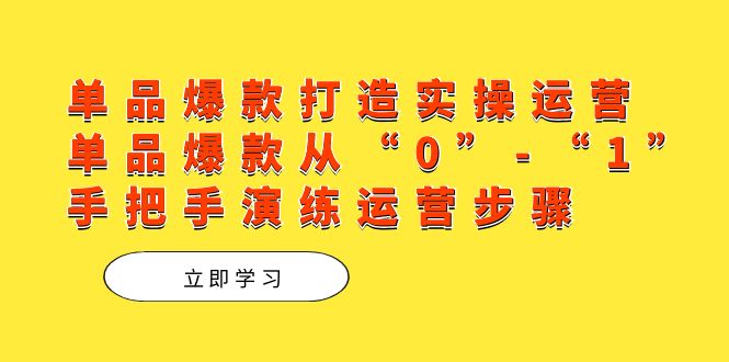 图片[1]-（7488期）单品爆款打造实操运营，单品爆款从“0”-“1”手把手演练运营步骤