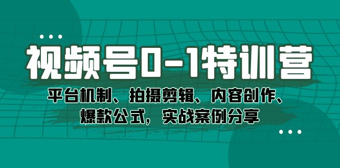 图片[1]-（7373期）视频号0-1特训营：平台机制、拍摄剪辑、内容创作、爆款公式，实战案例分享