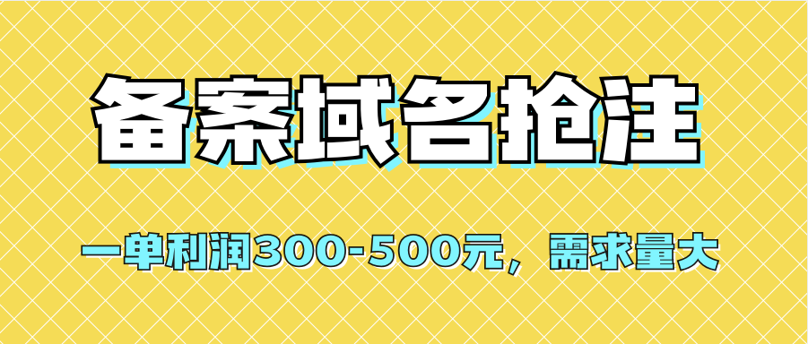 （7277期）【全网首发】备案域名抢注，一单利润300-500元，需求量大