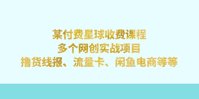 （7199期）某付费星球课程：多个网创实战项目，撸货线报、流量卡、闲鱼电商等等