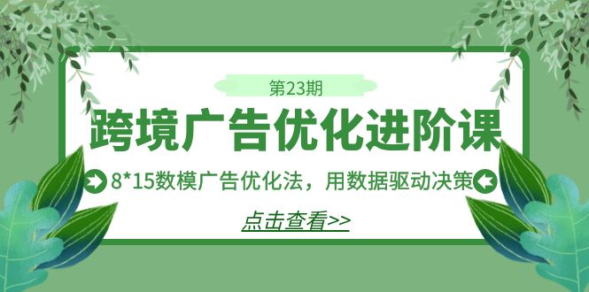 图片[1]-（7131期）跨境广告·优化进阶课·第23期，8*15数模广告优化法，用数据驱动决策