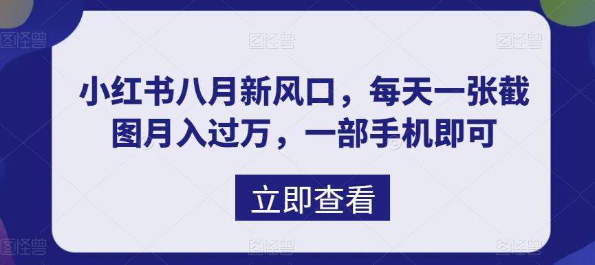 图片[1]-（6851期）八月新风口，小红书虚拟项目一天收入1000+，实战揭秘