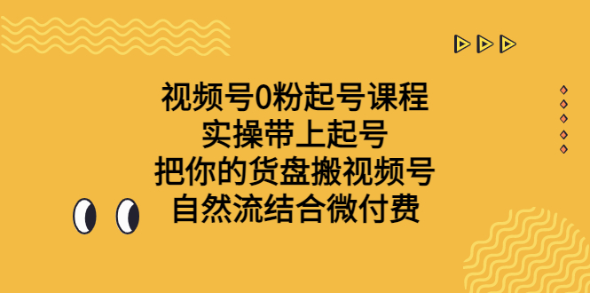 图片[1]-（6749期）视频号0粉起号课程 实操带上起号 把你的货盘搬视频号 自然流结合微付费