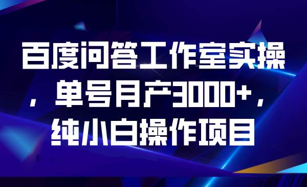 图片[1]-（6711期）百度问答工作室实操，单号月产3000+，纯小白操作项目