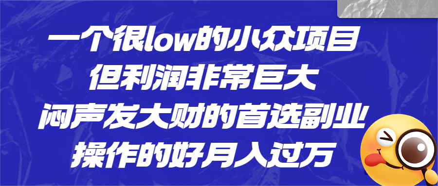 图片[1]-（6601期）一个很low的小众项目，但利润非常巨大，闷声发大财的首选副业，月入过万