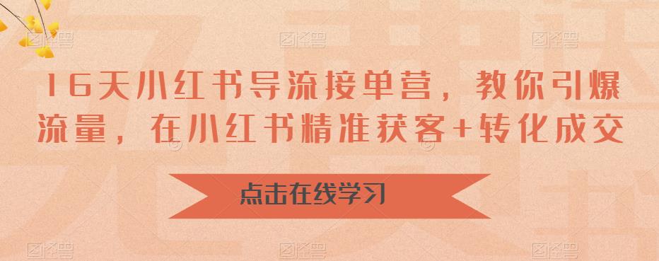 （6523期）16天-小红书 导流接单营，教你引爆流量，在小红书精准获客+转化成交