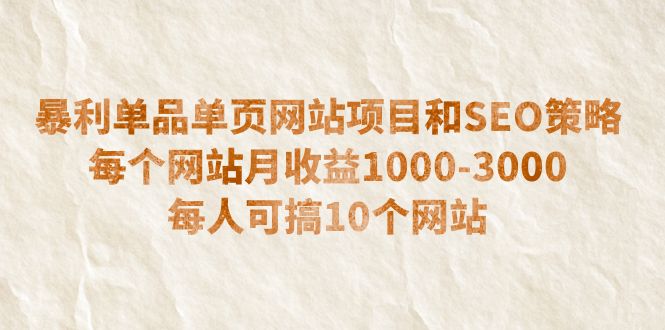 图片[1]-（6503期）暴利单品单页网站项目和SEO策略  每个网站月收益1000-3000  每人可搞10个