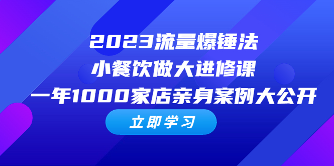 图片[1]-（6485期）2023流量 爆锤法，小餐饮做大进修课，一年1000家店亲身案例大公开