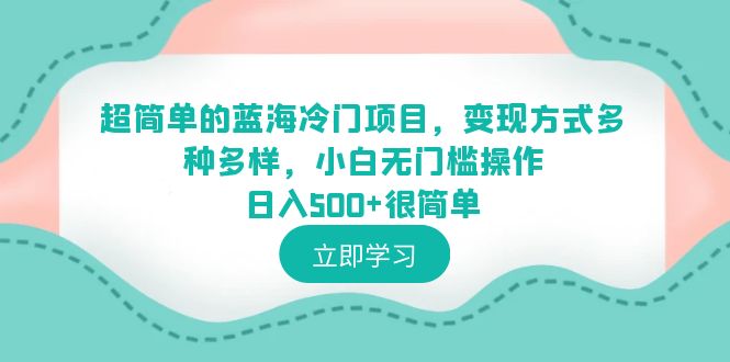 图片[1]-（6422期）超简单的蓝海冷门项目，变现方式多种多样，小白无门槛操作日入500+很简单