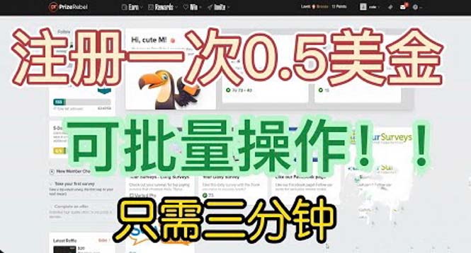 图片[1]-（6285期）国外项目注册一次0.5美金 只需三分钟无脑操作 可批量放大 小白工作室福利