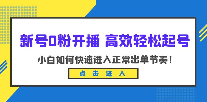 （6250期）新号0粉开播-高效轻松起号：小白如何快速进入正常出单节奏（10节课）-逐风项目库