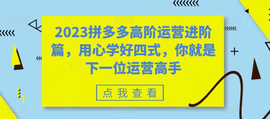 图片[1]-（6193期）2023拼多多高阶运营进阶篇，用心学好四式，你就是下一位运营高手