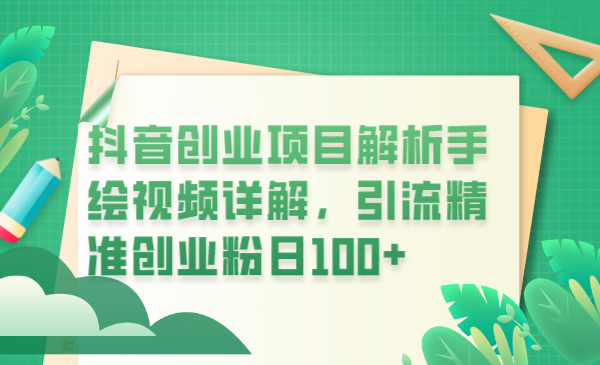 （6144期）抖音创业项目解析手绘视频详解，引流精准创业粉日100+-逐风项目库