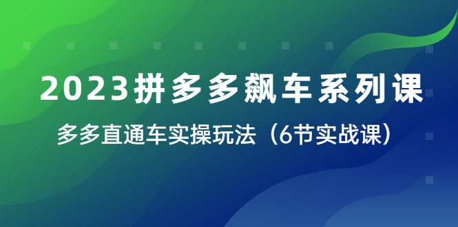 图片[1]-（6030期）2023拼多多飙车系列课，多多直通车实操玩法（6节实战课）