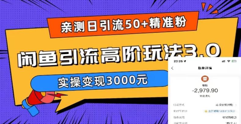 图片[1]-（5739期）实测日引50+精准粉，闲鱼引流高阶玩法3.0，实操变现3000元