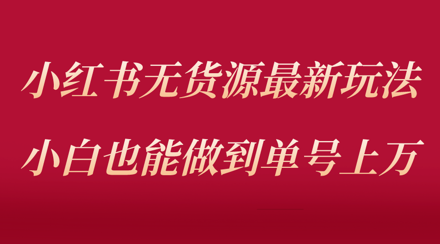 （5646期）小红书无货源最新螺旋起号玩法，电商小白也能做到单号上万（收费3980）