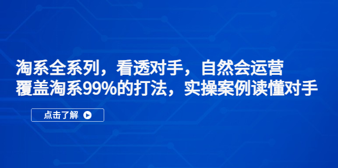 图片[1]-（5233期）淘系全系列，看透对手，自然会运营，覆盖淘系99%·打法，实操案例读懂对手