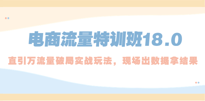 图片[1]-（5232期）电商流量特训班18.0，直引万流量破局实操玩法，现场出数据拿结果
