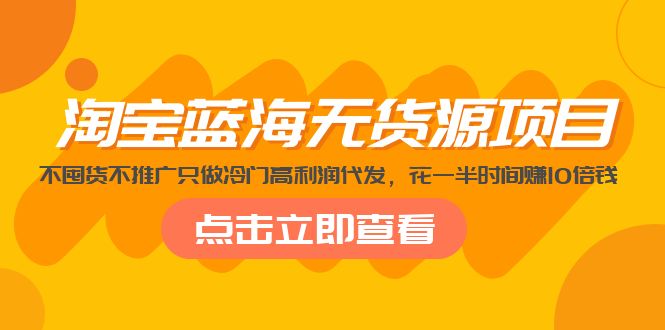 图片[1]-（5062期）淘宝蓝海无货源项目，不囤货不推广只做冷门高利润代发，花一半时间赚10倍钱