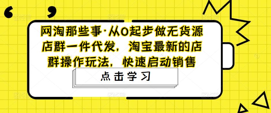 图片[1]-（4979期）从0起步做无货源店群一件代发，淘宝最新的店群操作玩法，快速启动销售
