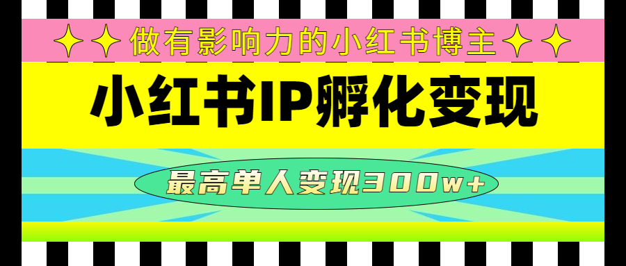 （4612期）某收费培训-小红书IP孵化变现：做有影响力的小红书博主，最高单人变现300w+