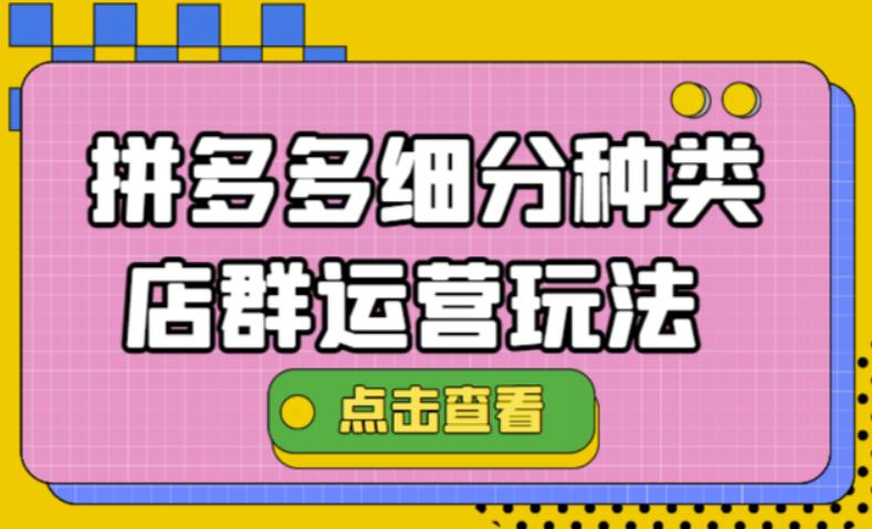 图片[1]-（4373期）拼多多细分种类店群运营玩法3.0，11月最新玩法，小白也可以操作