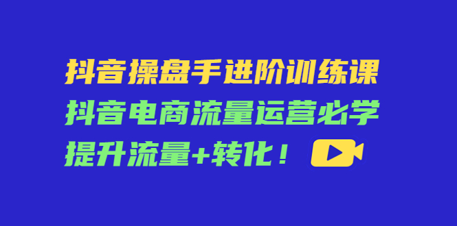 （4327期）抖音操盘手进阶训练课：抖音电商流量运营必学，提升流量+转化！