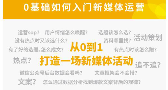 图片[1]-（4291期）新媒体运营系列课，课程零基础入门，解锁高薪职业必备的四项技能