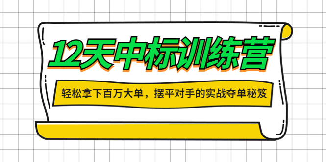 图片[1]-（4116期）12天中标训练营：轻松拿下百万大单，摆平对手的实战夺单秘笈！