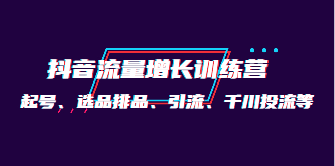 图片[1]-（4022期）月销1.6亿实操团队·抖音流量增长训练营：起号、选品排品、引流 千川投流等