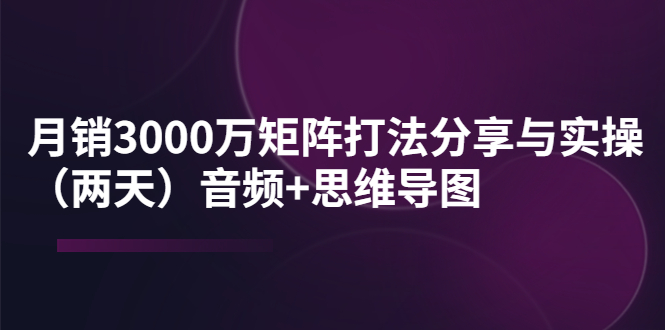 （3748期）某线下培训：月销3000万矩阵打法分享与实操（两天）音频+思维导图