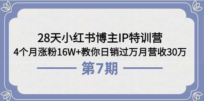 图片[1]-（3745期）28天小红书博主IP特训营《第6+7期》4个月涨粉16W+教你日销过万月营收30万