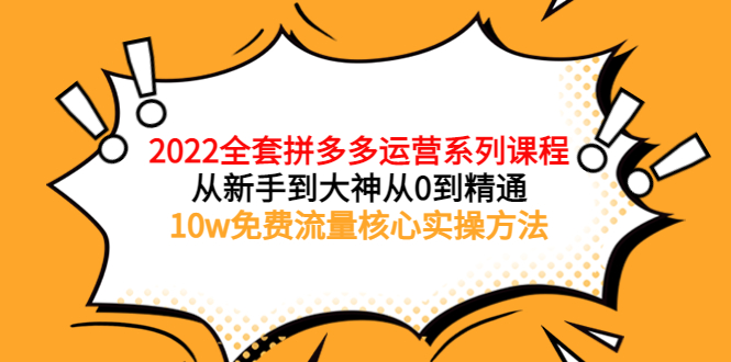 图片[1]-（3654期）2022全套拼多多运营课程，从新手到大神从0到精通，10w免费流量核心实操方法