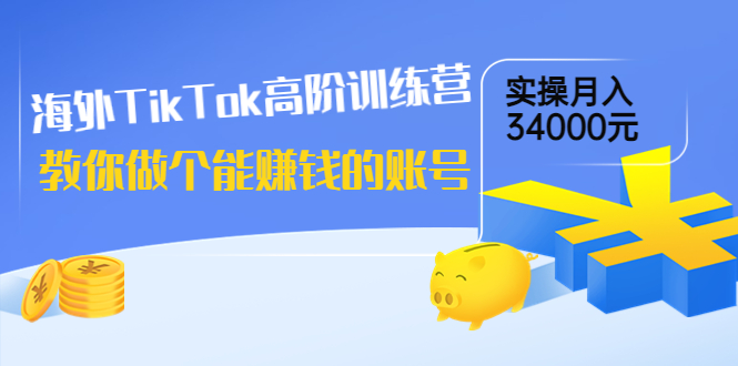 （3628期）海外TikTok高阶训练营：教你做个能赚钱的账号，实操月入34000元！