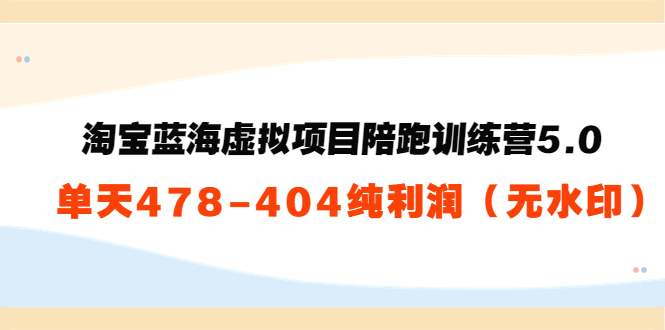 图片[1]-（3537期）黄岛主：淘宝蓝海虚拟项目陪跑训练营5.0：单天478纯利润（无水印）