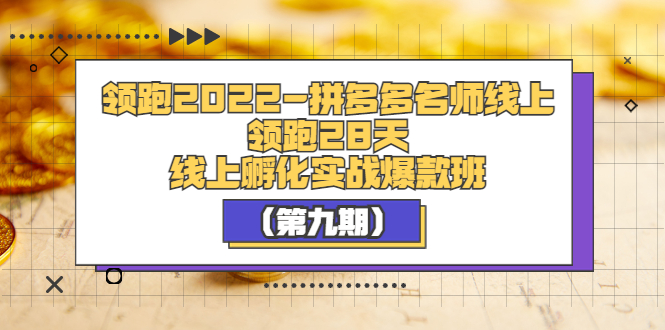 （3370期）领跑2022-拼多多名师线上领跑28天，线上孵化实战爆款班（第九期）