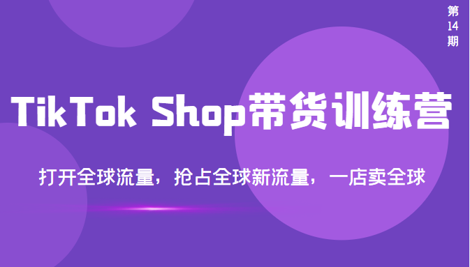 （3342期）TikTok Shop带货训练营，打开全球流量，抢占全球新流量 一店卖全球(第14期)