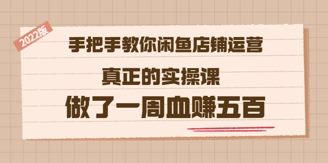 图片[1]-（3334期）2022版《手把手教你闲鱼店铺运营》真正的实操课 做了一周血赚五百 (16节课)