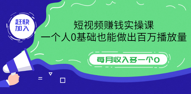 （3203期）短视频赚钱实操课，一个人0基础也能做出百万播放量，每月收入多一个0