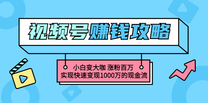 （3020期）玩转微信视频号赚钱：小白变大咖 涨粉百万 实现快速变现1000万的现金流