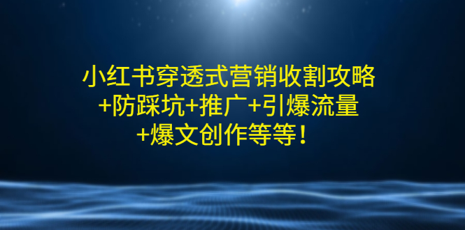 （2907期）小红书穿透式营销收割攻略+防踩坑+推广+引爆流量+爆文创作等等！