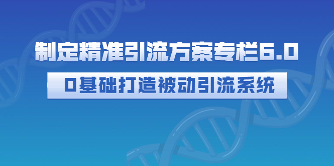（2721期）制定精准引流方案专栏6.0：0基础打造被动引流系统（价值1380元）-逐风项目库