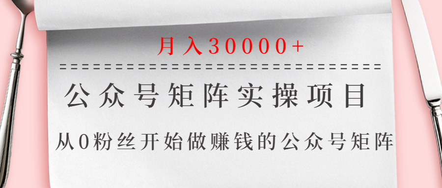 （1332期）公众号矩阵实操项目，从0粉丝开始做赚钱的公众号矩阵，月入30000+
