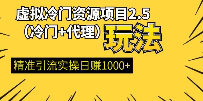 图片[1]-（1249期）虚拟冷门资源项目2.5（冷门&代理玩法） 精准引流实操日赚1000+(完结)