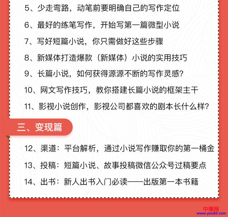 图片[3]-（922期）0基础小说写作培训营：从新手到网络畅销作家赚百万稿费（14节视频课）