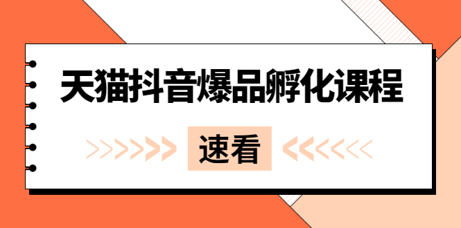 （2529期）《天猫抖音爆品孵化课程》独家绝密新品引爆法