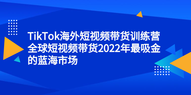 （2347期）TikTok海外短视频带货训练营，全球短视频带货2022年最吸金的蓝海市场-逐风项目库