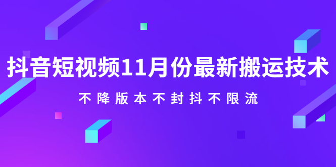 （2141期）抖音短视频11月份最新搬运技术，不降版本不封抖不限流！【视频课程】